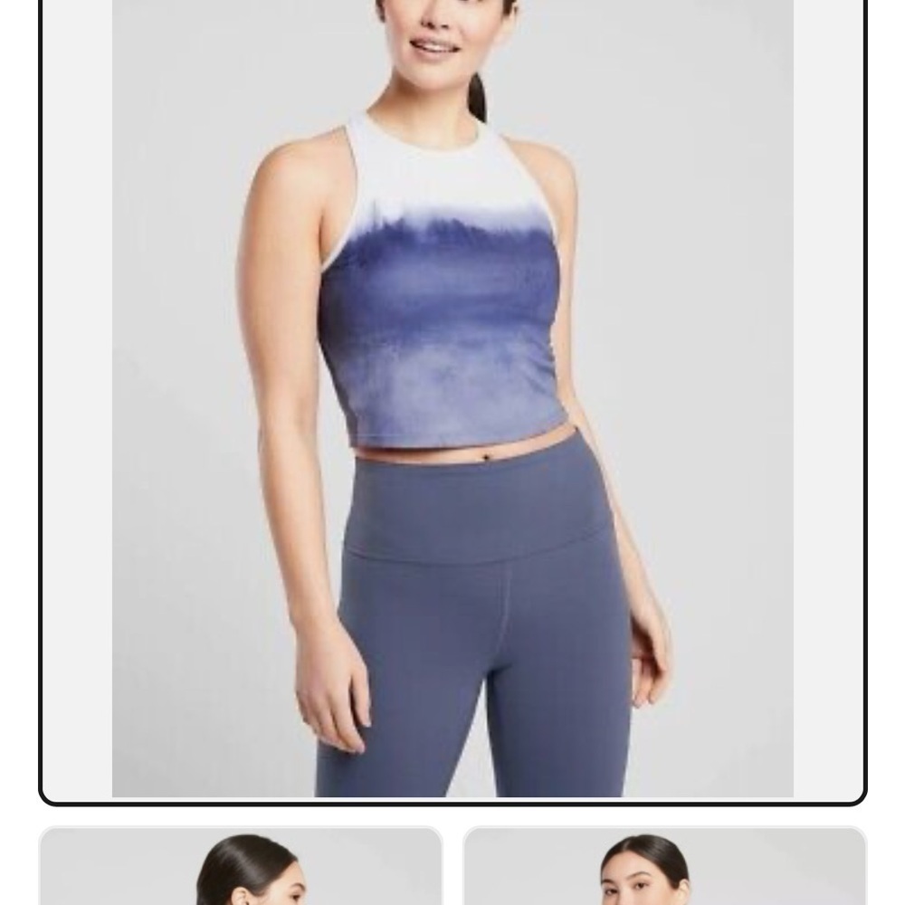 Athleta Blue and White top and Leggings Performance Stretch - Picture 13 of 14